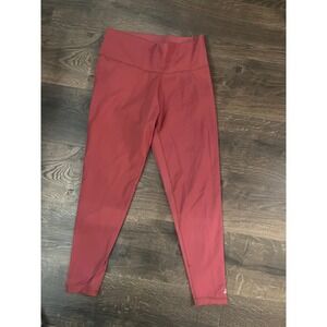 Adidas Women High Waisted Leggings Rose‎ Red Athletic Workout Activewear Size L